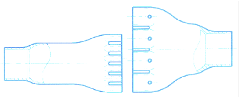 Multiple Outlet and Inlet Formed Ends Cross Section